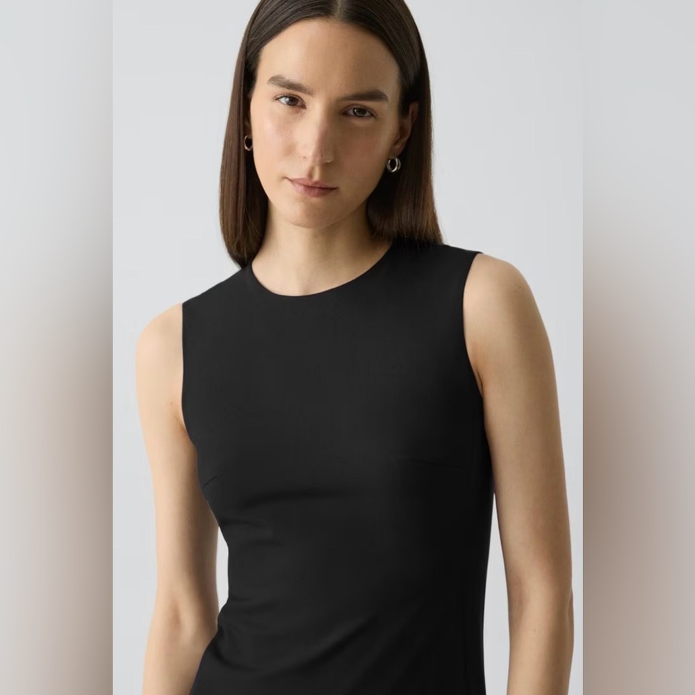 Theory Sleeveless Fitted Dress in Good Wool - Black - Picture 3 of 7